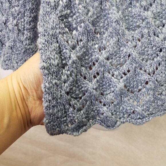 BLARNEY Woolen Mill Open Front Cardigan Women M Cotton Linen Denim Blue Knit NEW - Picture 3 of 14